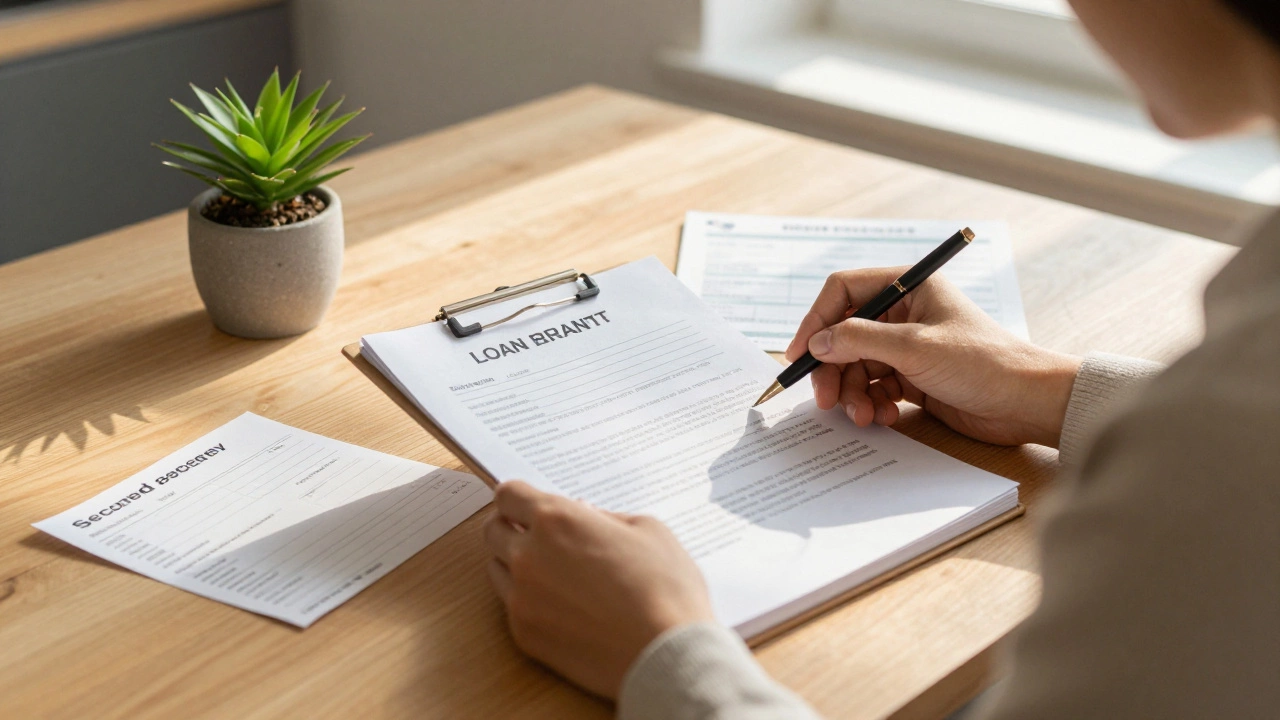 Person reviewing loan documents with counselor at kitchen table, symbolizing financial recovery