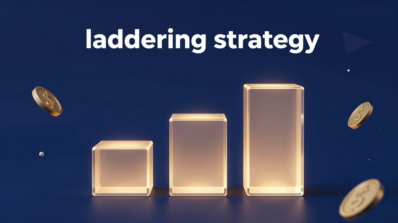 Abstract golden blocks illustrating a savings ladder strategy