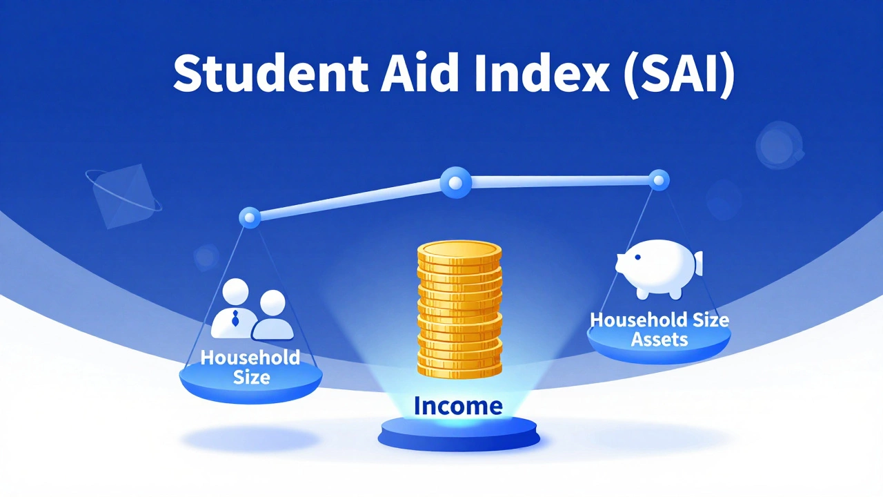 Abstract illustration of a scale balancing income and household factors