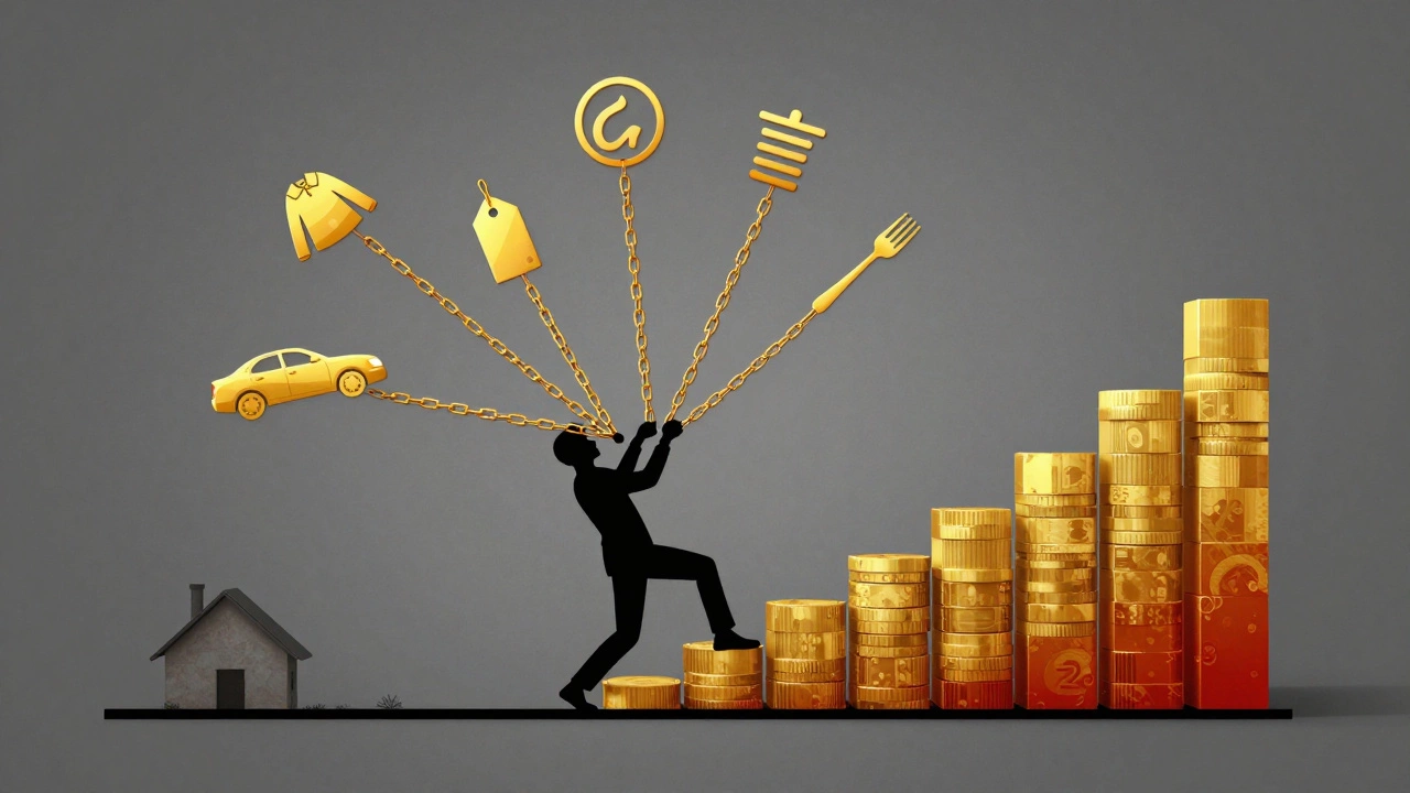 Illustration of lifestyle inflation pulling up expenses beyond income