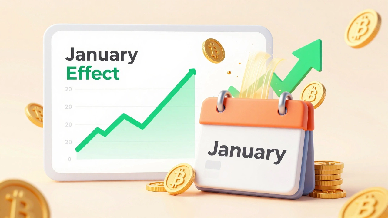 Rising green charts and gold coins symbolizing January crypto gains