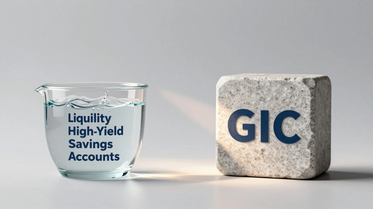 Open water vessel and stone block illustrating liquidity vs fixed income