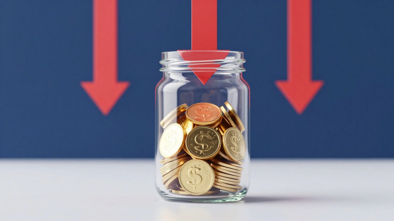 Glass jar filling with coins symbolizing financial control
