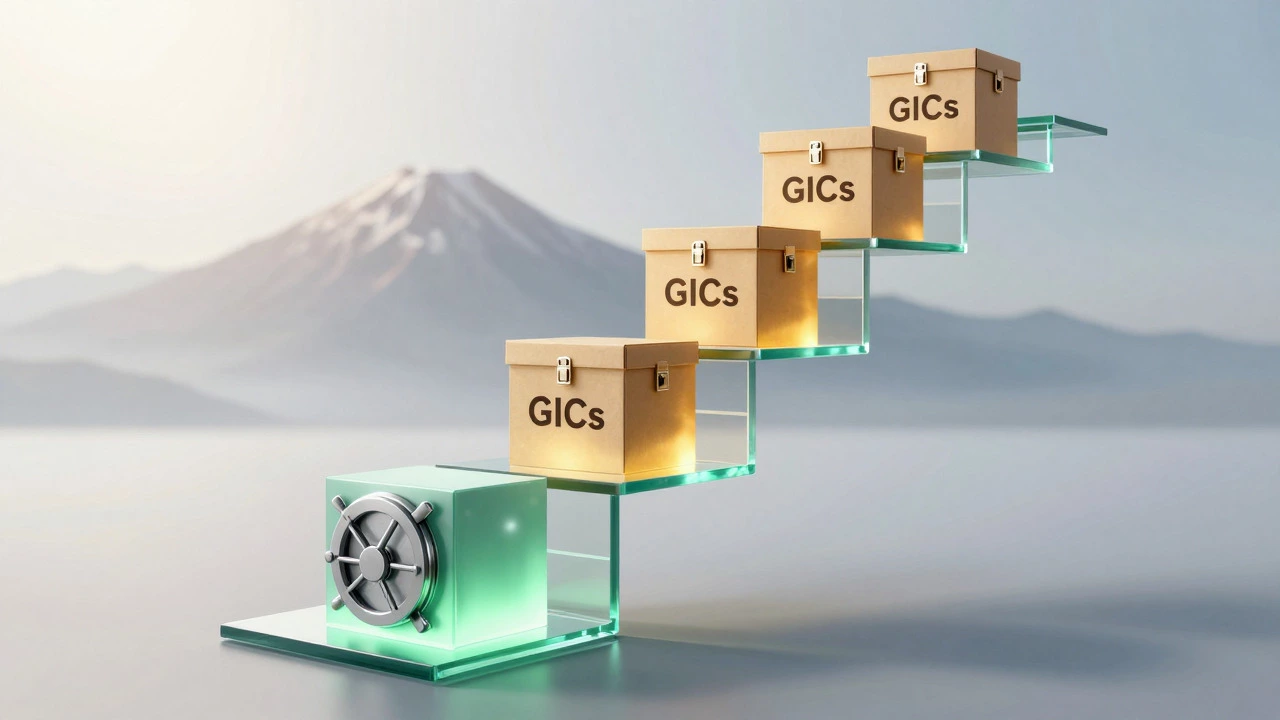 Visual metaphor for laddering savings and GICs