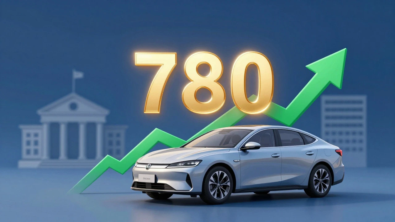Illustration showing high credit score unlocking low interest rates