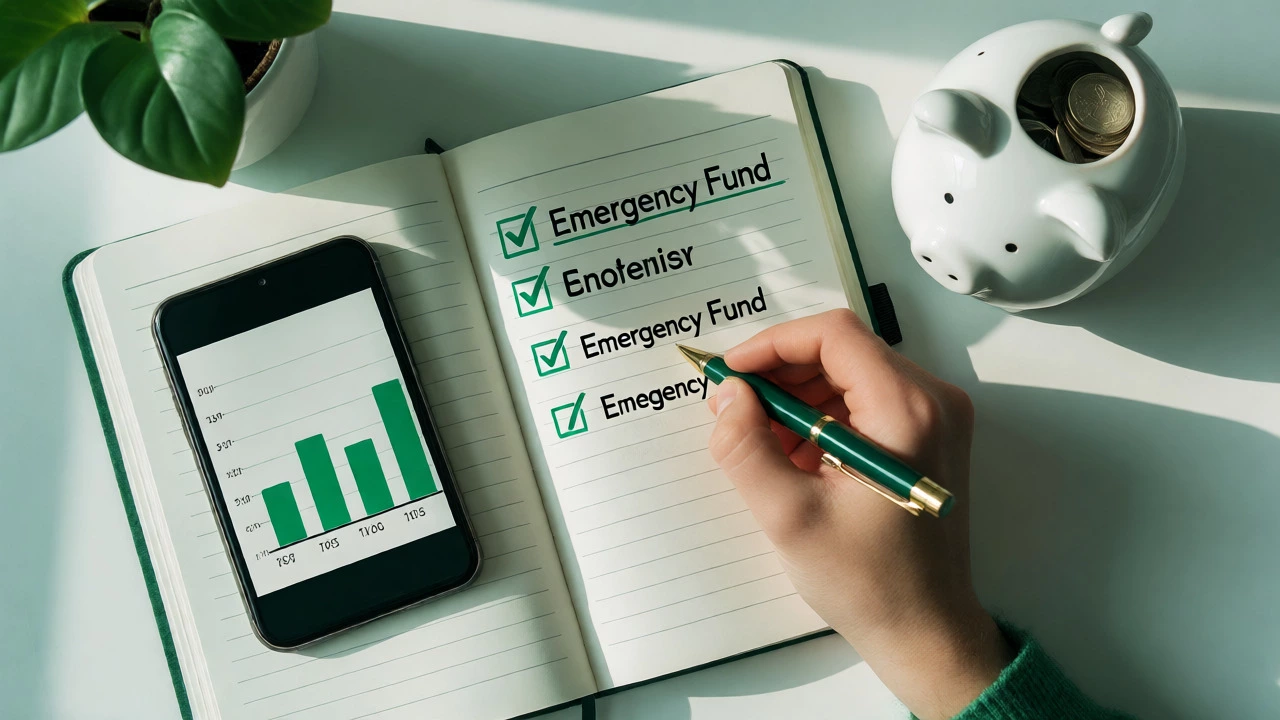 Overhead view of budgeting notes and automated savings