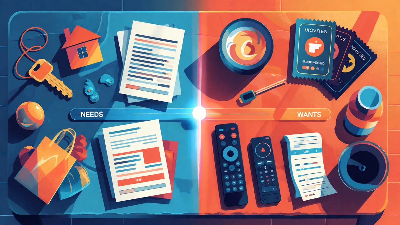 Visual separation of essential needs versus discretionary wants