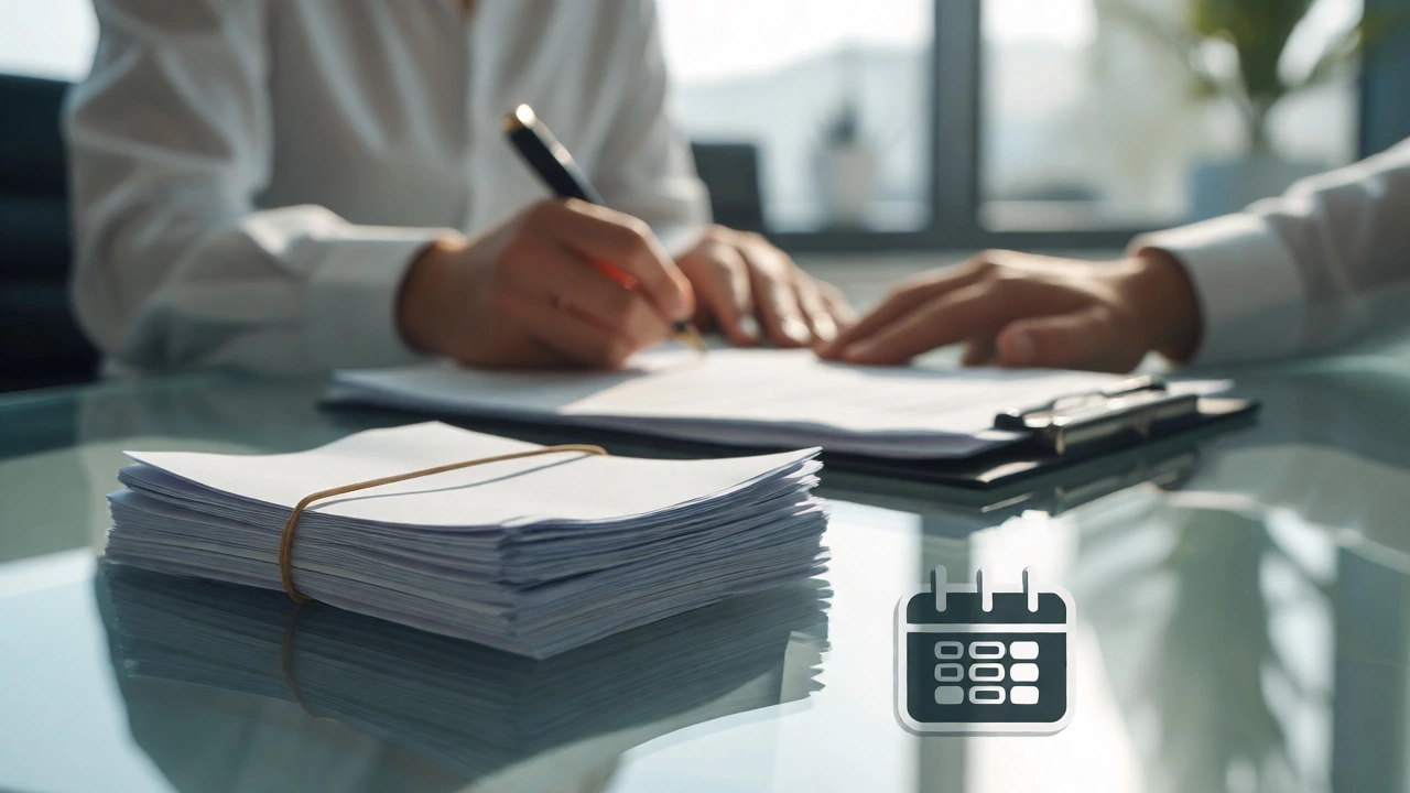 Hands signing a debt consolidation agreement in a bright office